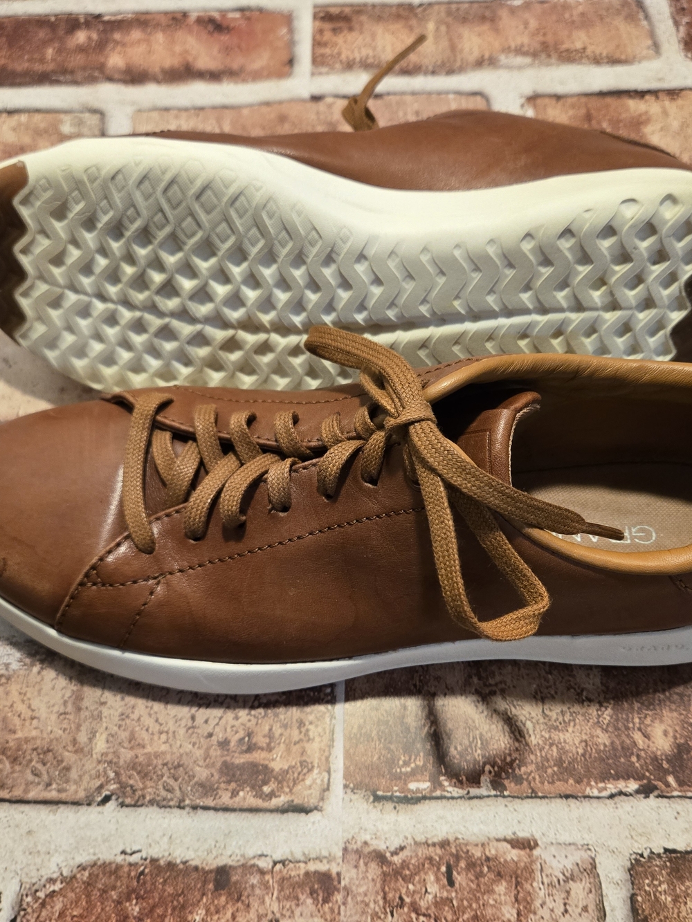 Cole Haan Brown Leather Low-Top Sneakers with White Sole - Picture 3 of 12